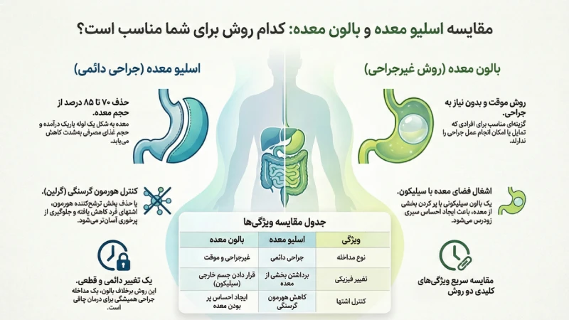 هزینه جراحی اسلیو vs بالون معده 