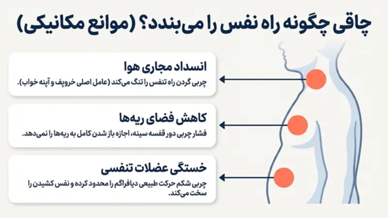 چاقی چگونه باعث ایجاد تنگی نفس در افراد می‌شود؟