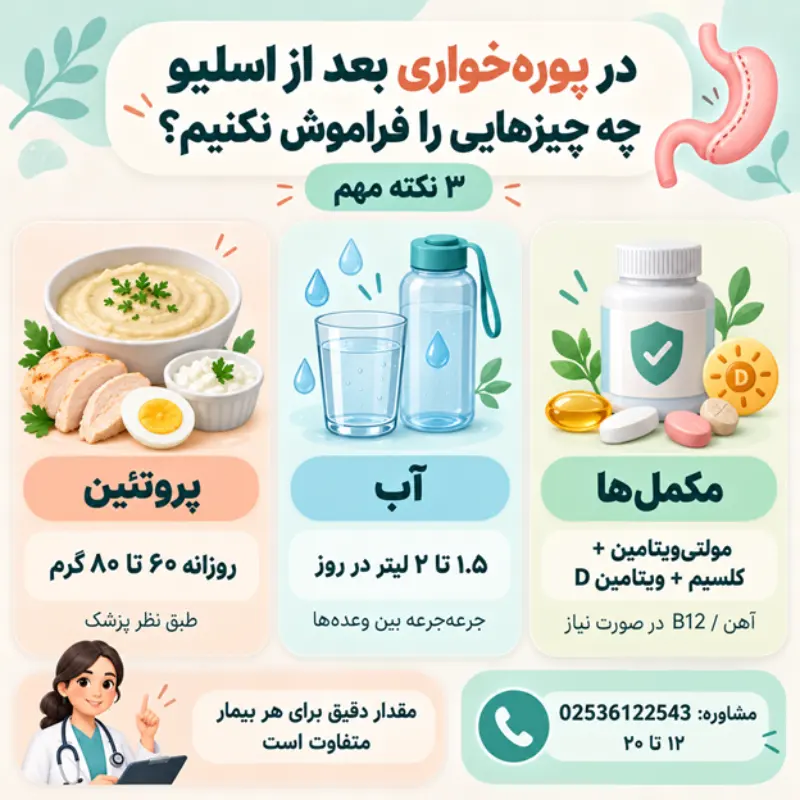 در پوره خوری بعد از عمل اسلیو، پروتئین، آب و مکمل‌ها را فراموش نکنید!