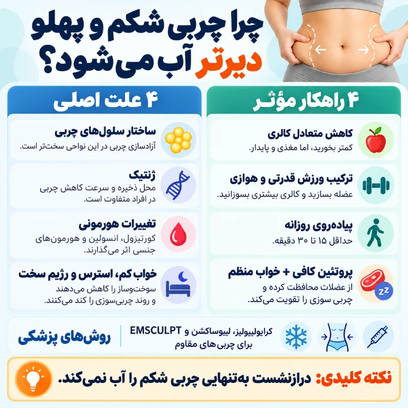 دلایل آب نشدن چربی شکم و پهلو که باید بدانید!